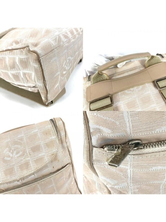 Chanel Backpack CC Logo Nylon Leather Beige main image 6